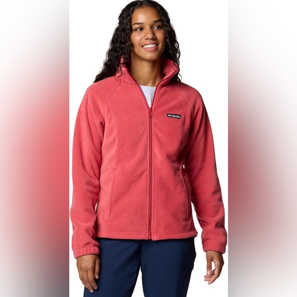 Columbia Women’s Benton Springs full zip pink Fleece jacket With pockets size M